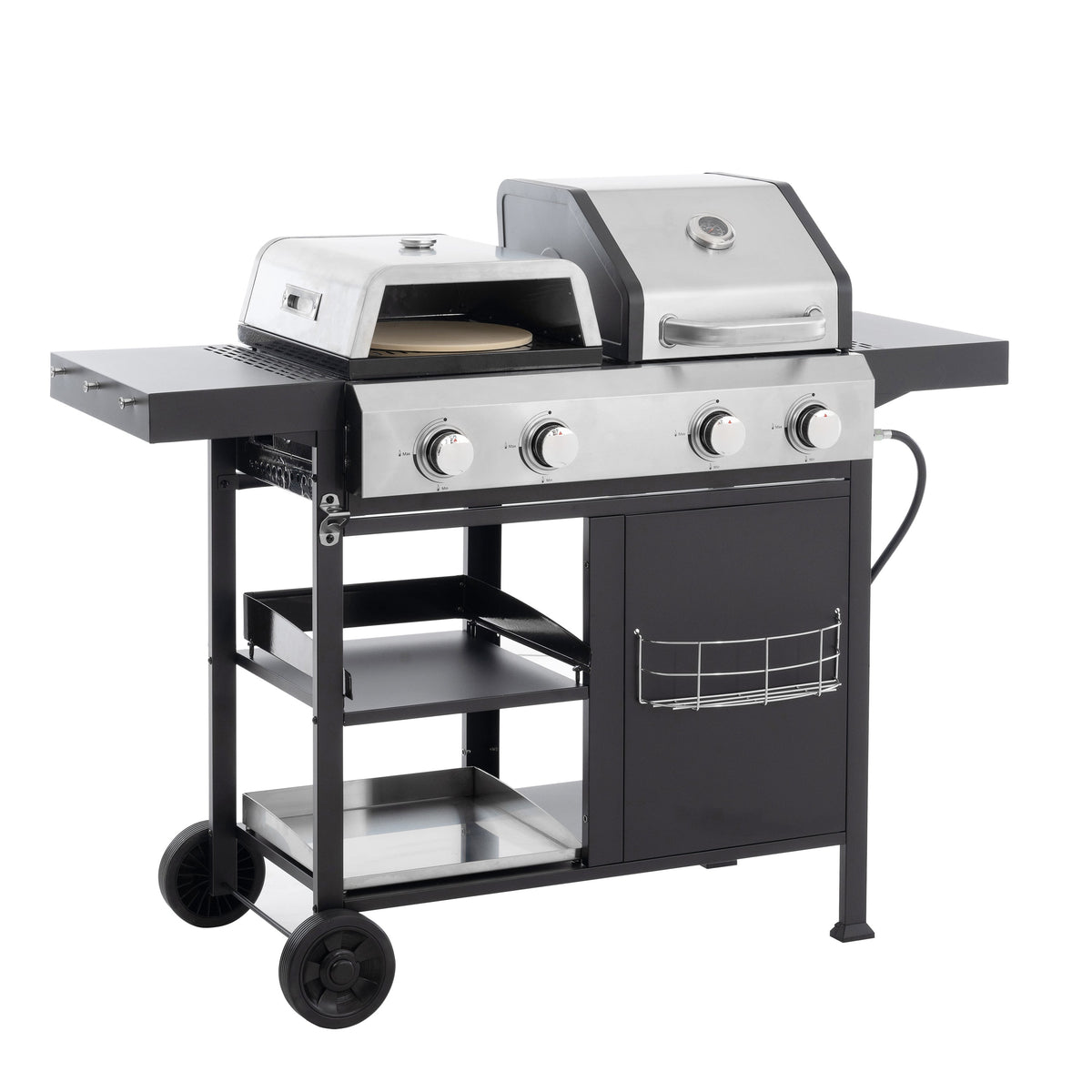 2+2 Multi-Function Gas Grill and Griddle Combo with Pizza Pan and Cover