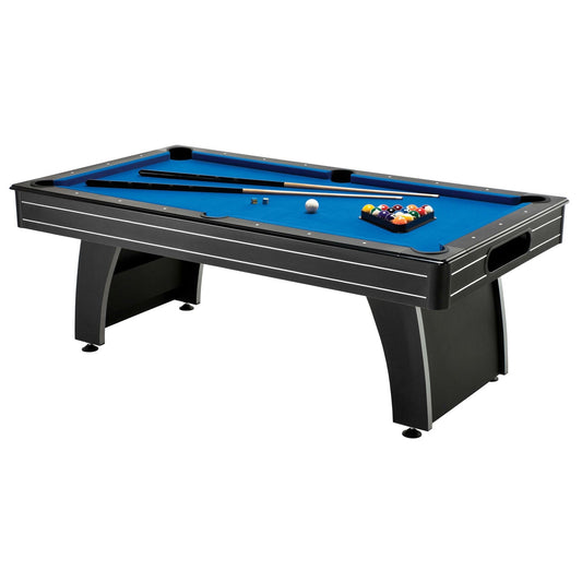 7 Ft Pool Table with Blue Polyester Cloth, Ball Return & Accessories