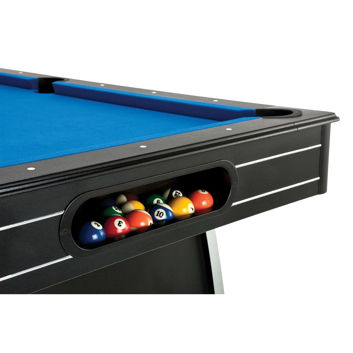 7 Ft Pool Table with Blue Polyester Cloth, Ball Return & Accessories