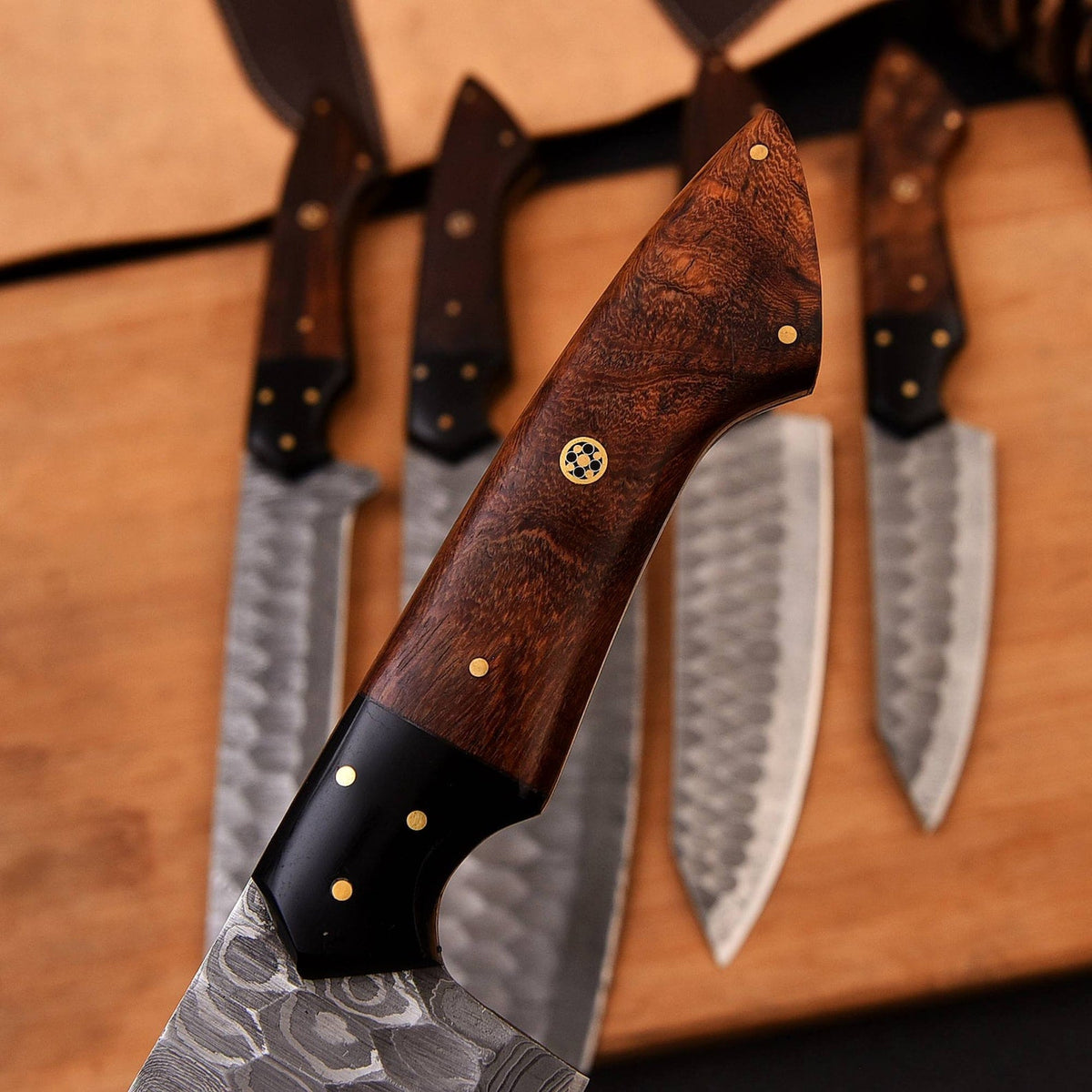 Custom Handmade Chef Knives Set / Kitchen Knives Set / 5Pcs Chef Set / Damascus Blades Chef Knives Set / BBQ Knives Set / Best gift item / Mother Day Gift / Professional Chef For Gift