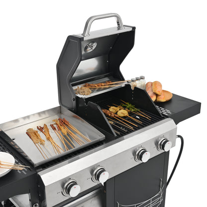 2+2 Multi-Function Gas Grill and Griddle Combo with Pizza Pan and Cover