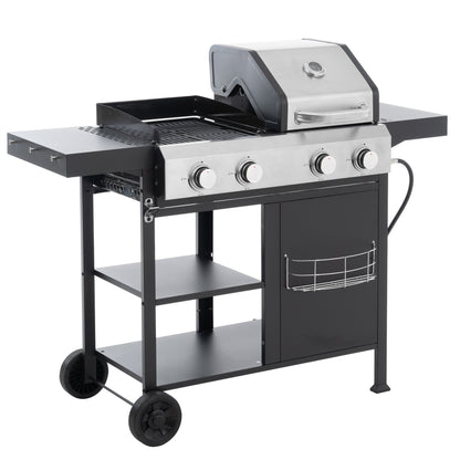 2+2 Multi-Function Gas Grill and Griddle Combo with Pizza Pan and Cover