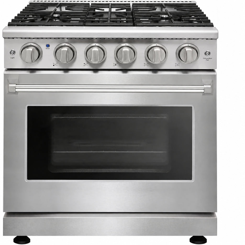 30-Inch Professional Freestanding Pro-Style Natural Gas Range or Liquid Propane Gas Range with 5 Burners, 4.55 Cu.Ft. Oven Capacity, in Stainless Steel - KOS-30RG03M (Stainless Steel)