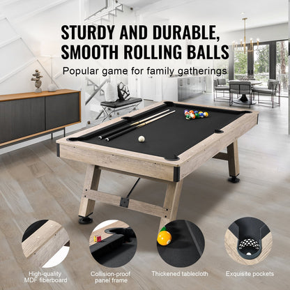 7 Ft Billiards Table with Adjustable Legs and Complete Accessory Set