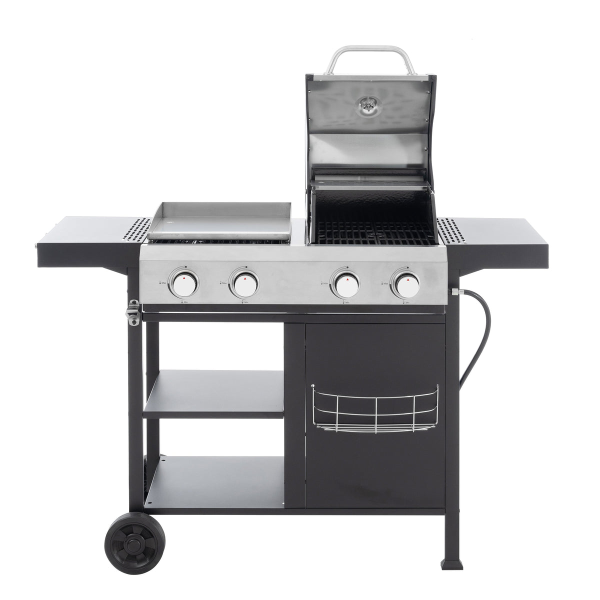 2+2 Multi-Function Gas Grill and Griddle Combo with Pizza Pan and Cover