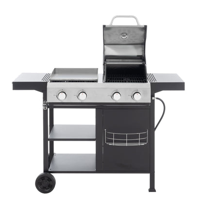2+2 Multi-Function Gas Grill and Griddle Combo with Pizza Pan and Cover