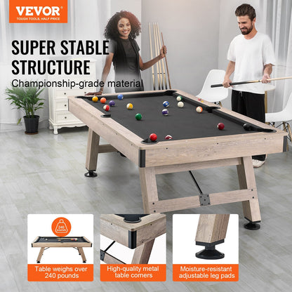 7 Ft Billiards Table with Adjustable Legs and Complete Accessory Set
