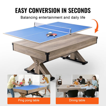 3-in-1 Billiard, Table Tennis &amp; Dining Table with Accessories