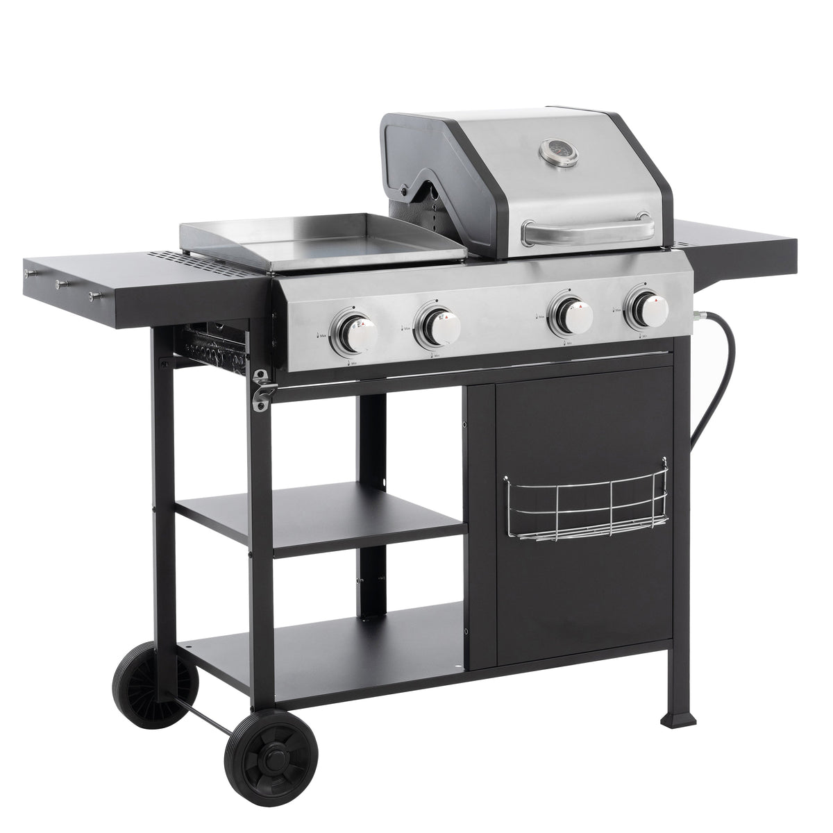 2+2 Multi-Function Gas Grill and Griddle Combo with Pizza Pan and Cover