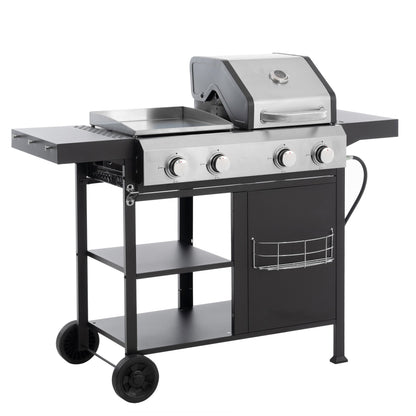 2+2 Multi-Function Gas Grill and Griddle Combo with Pizza Pan and Cover