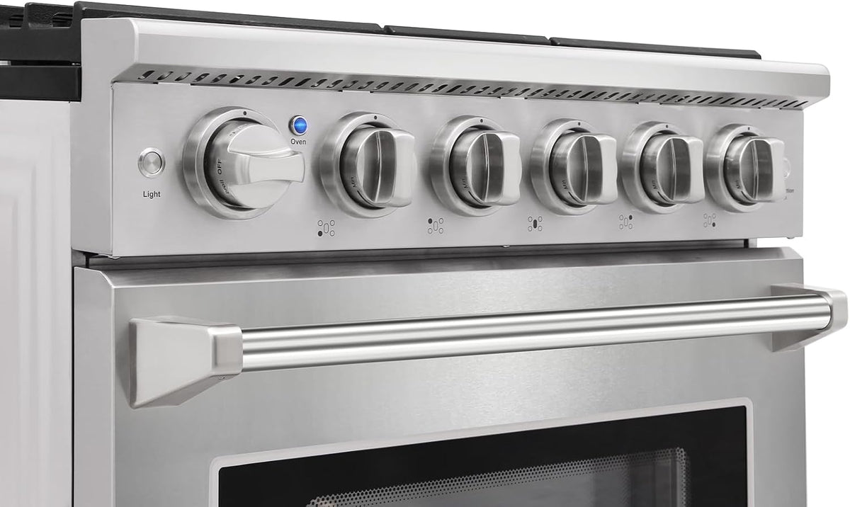 30-Inch Professional Freestanding Pro-Style Natural Gas Range or Liquid Propane Gas Range with 5 Burners, 4.55 Cu.Ft. Oven Capacity, in Stainless Steel - KOS-30RG03M (Stainless Steel)