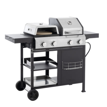 2+2 Multi-Function Gas Grill and Griddle Combo with Pizza Pan and Cover
