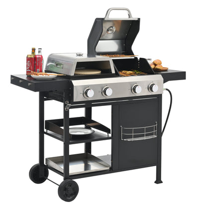 2+2 Multi-Function Gas Grill and Griddle Combo with Pizza Pan and Cover