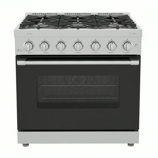 Drop-In Gas Range Built for Compact Kitchens, 21 Inch Width, 3 Open Elements, Stainless Steel, Storage Drawer