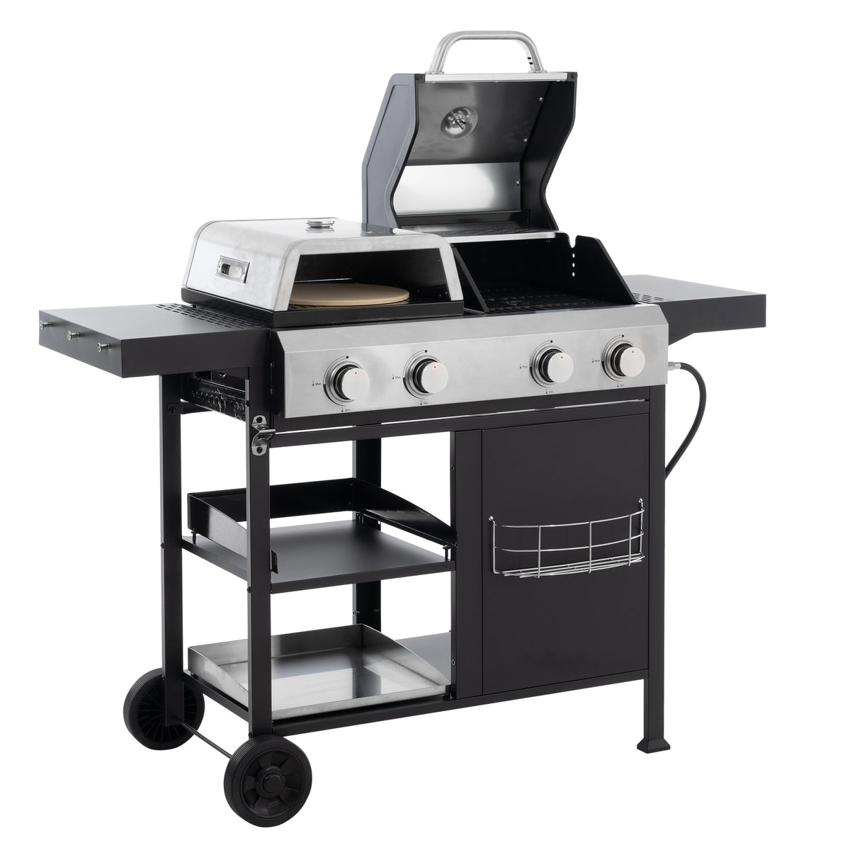 2+2 Multi-Function Gas Grill and Griddle Combo with Pizza Pan and Cover