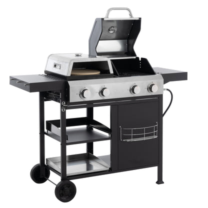 2+2 Multi-Function Gas Grill and Griddle Combo with Pizza Pan and Cover