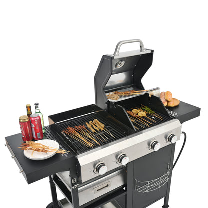 2+2 Multi-Function Gas Grill and Griddle Combo with Pizza Pan and Cover