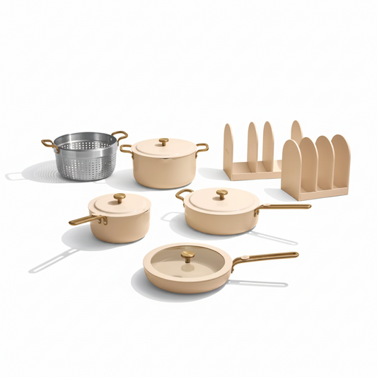 Nonstick Cookware Set Designed for Everyday Cooking, Organized Storage System, 13-Piece Configuration