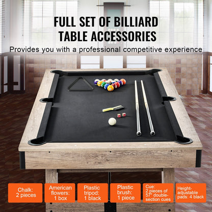 7 Ft Billiards Table with Adjustable Legs and Complete Accessory Set
