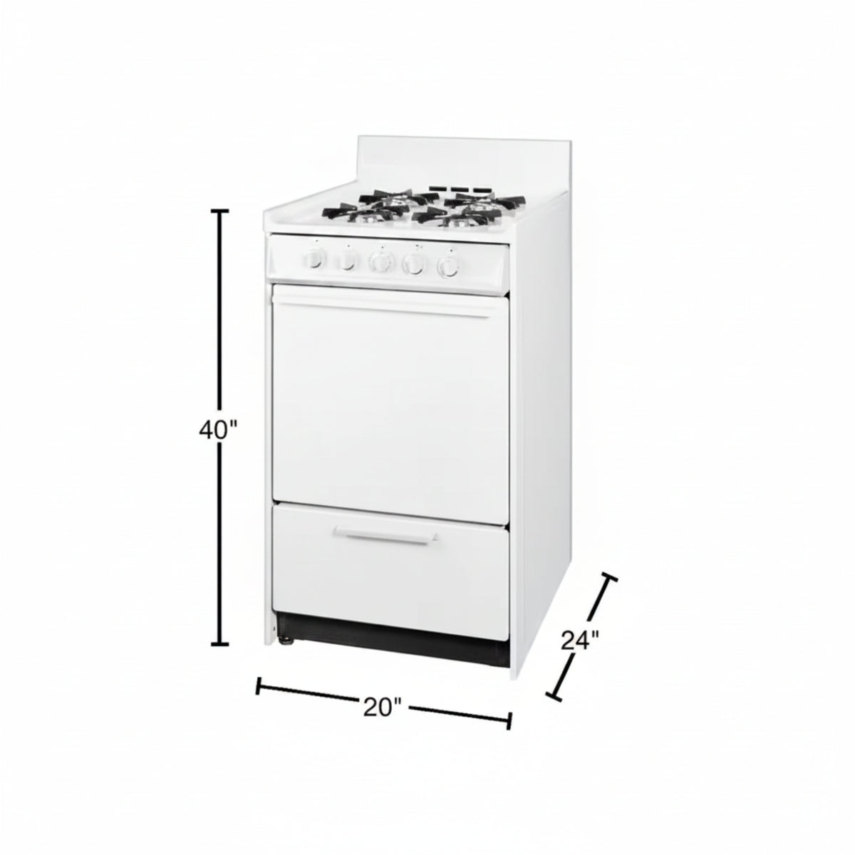 20 In. 2.5 Cu. Ft. Gas Range in White
