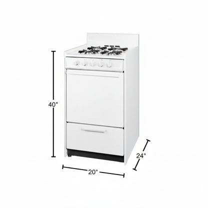 20 In. 2.5 Cu. Ft. Gas Range in White
