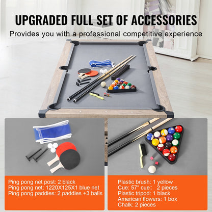 3-in-1 Billiard, Table Tennis &amp; Dining Table with Accessories
