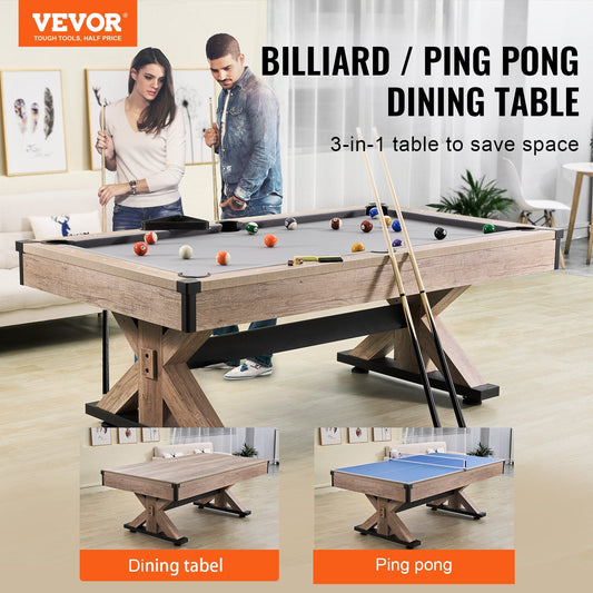 3-in-1 Billiard, Table Tennis &amp; Dining Table with Accessories