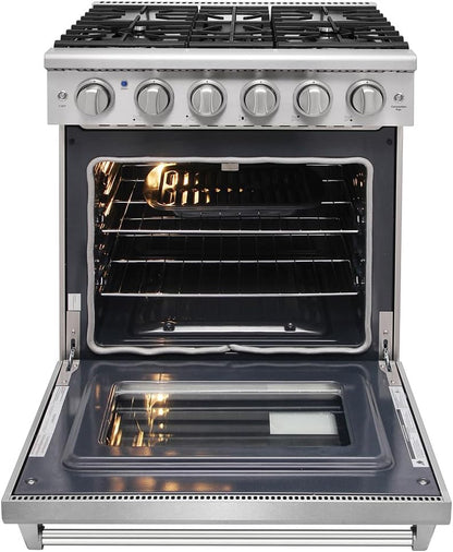 30-Inch Professional Freestanding Pro-Style Natural Gas Range or Liquid Propane Gas Range with 5 Burners, 4.55 Cu.Ft. Oven Capacity, in Stainless Steel - KOS-30RG03M (Stainless Steel)