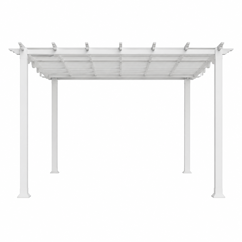 Aluminum Pergola Built for Year-Round Use, 11x11 Ft, Convertible Canopy, Wood Grain Finish, Rust-Resistant