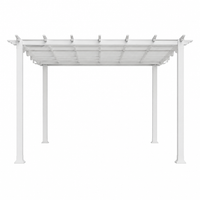 Aluminum Pergola Built for Year-Round Use, 11x11 Ft, Convertible Canopy, Wood Grain Finish, Rust-Resistant