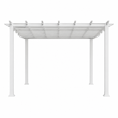Aluminum Pergola Built for Year-Round Use, 11x11 Ft, Convertible Canopy, Wood Grain Finish, Rust-Resistant