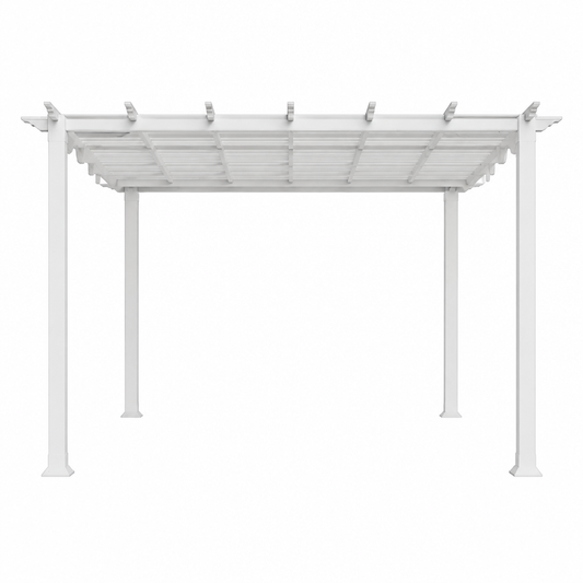 Aluminum Pergola Built for Year-Round Use, 11x11 Ft, Convertible Canopy, Wood Grain Finish, Rust-Resistant